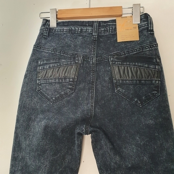 RedFox Premium Jeans High Waist Skinny Black Acid Wash Jeans Size 5 - Picture 5 of 8